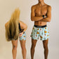 Funny photo of runners wearing sunglasses and swaggy chicken running shorts from ChicknLegs.