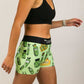 Side view of the women's 3 inch pickle compression shorts.