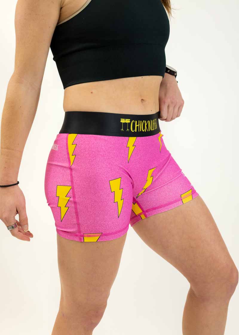 Women's Hot Pink Bolts 3 Compression Shorts – ChicknLegs