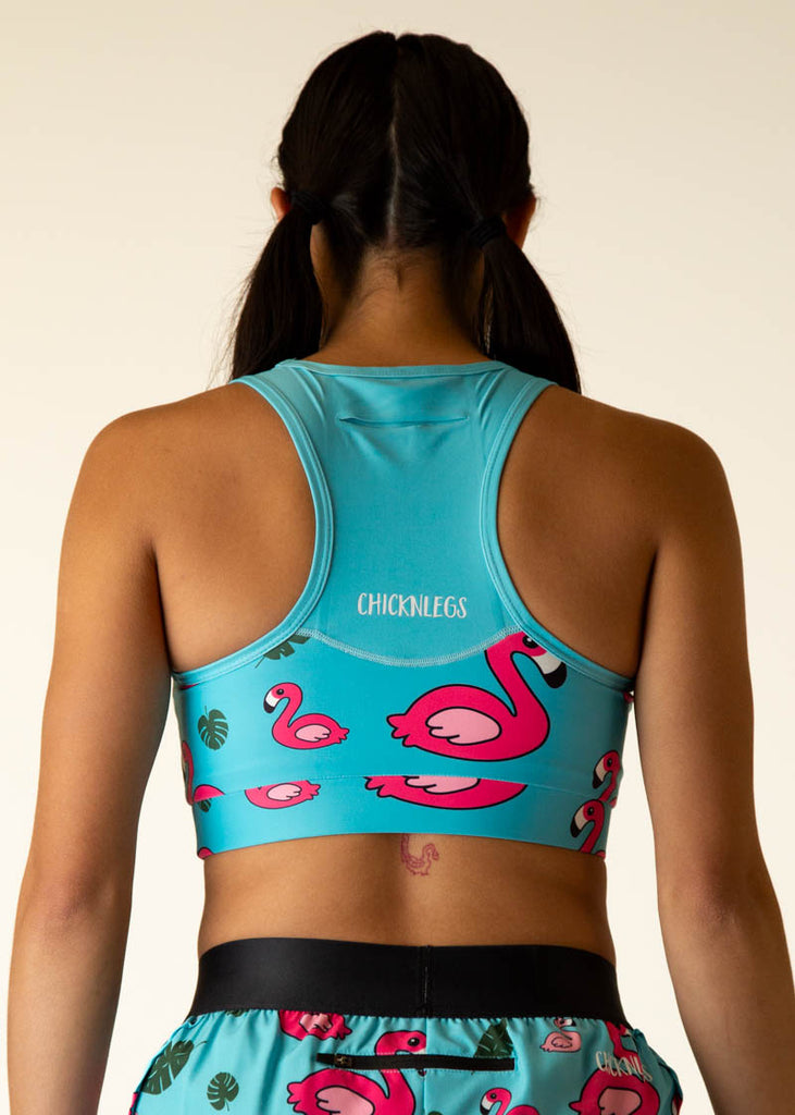 Back view of the ChicknLegs OG running sports bra with phone pocket.