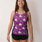 Front view of the women's choccy cows performance running singlet from ChicknLegs.