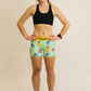Full body view of the women's green llamas 3 inch compression shorts from ChicknLegs.