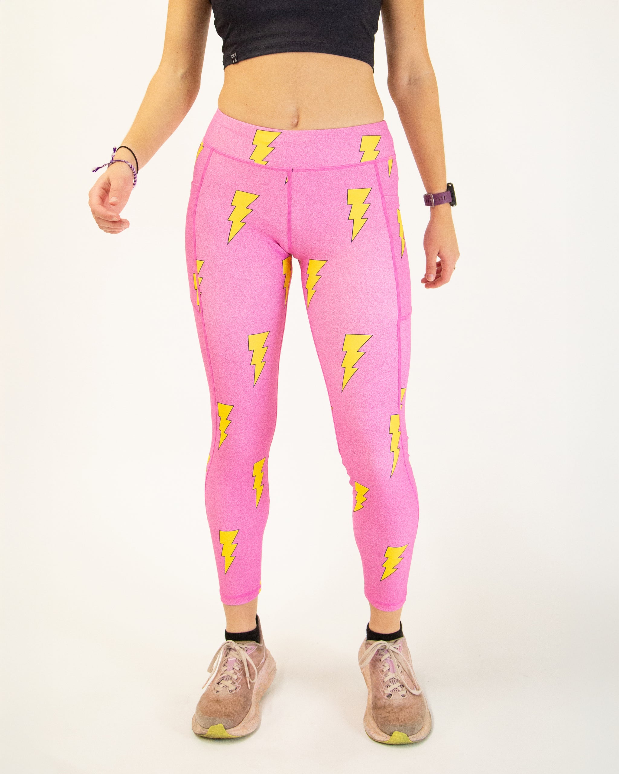 Women's Pink Bolts Leggings – ChicknLegs - Main Image