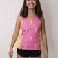 Front view of the women's pink bolts running singlet from ChicknLegs.