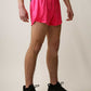 Side view of the neon pink half split running shorts from ChicknLegs.
