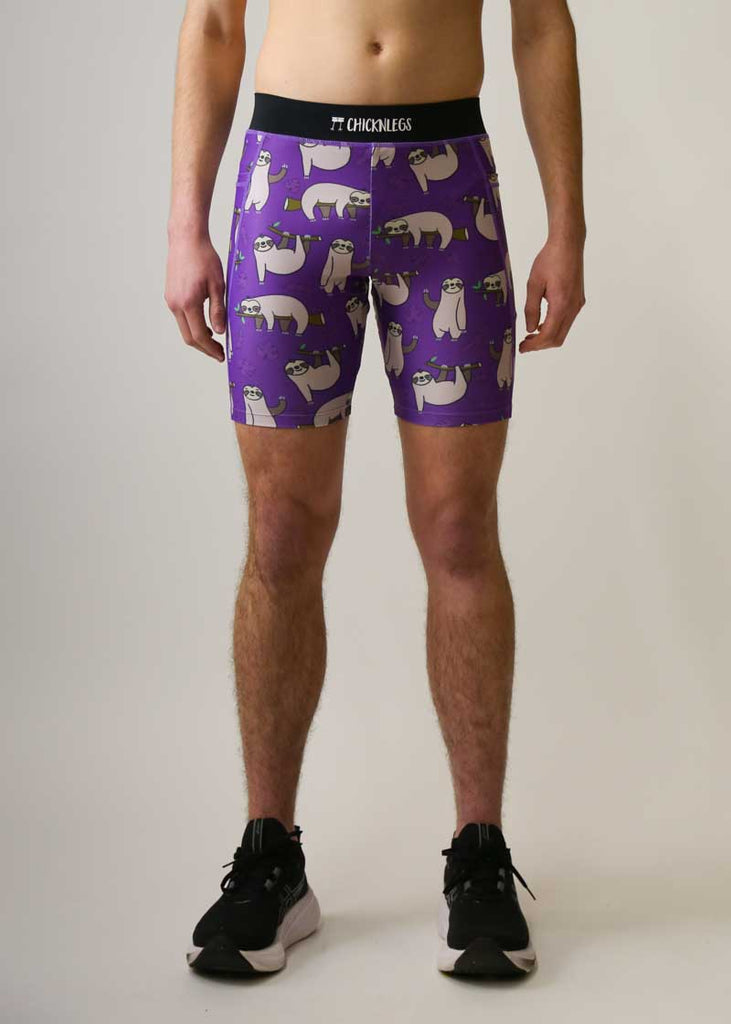 Front view of the men's sloth 8 inch half tights by ChicknLegs.
