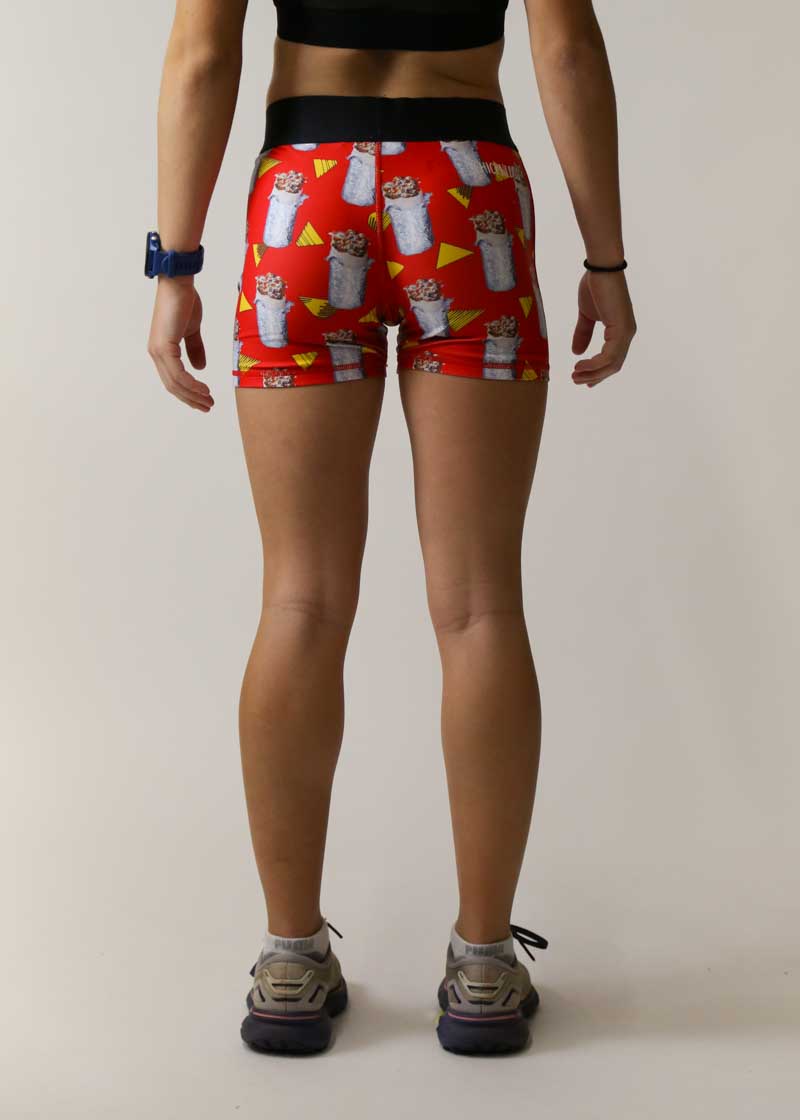 Back view of the women's 3" burrito compression shorts.