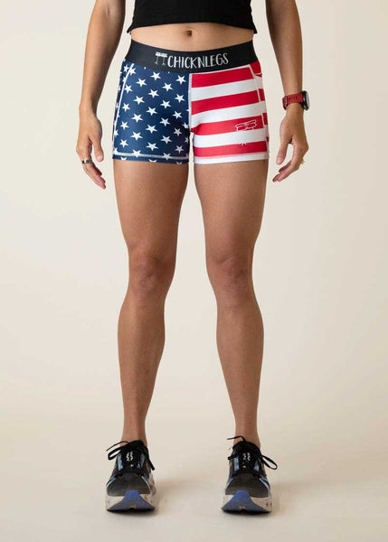ChicknLegs Women s USA 3 Compression Shorts XS