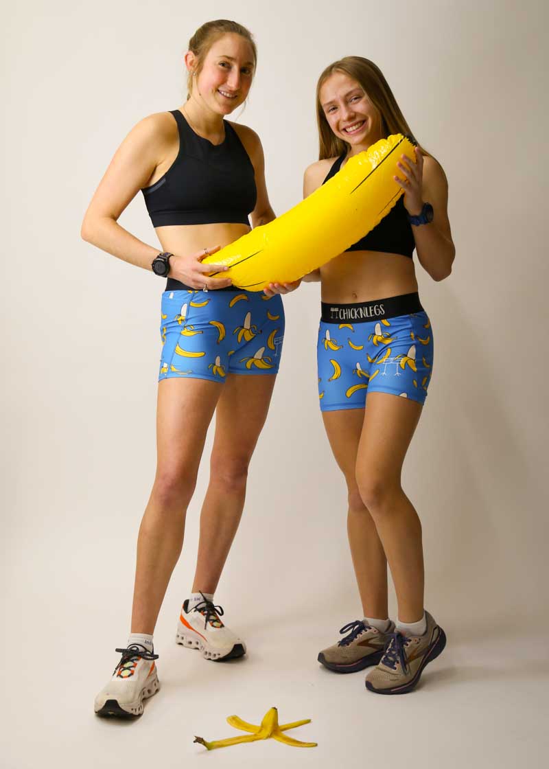 Women s Blue Bananas 3 Compression Shorts ChicknLegs