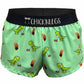 Closeup product shot of the women's dino 1.5 inch split running shorts from ChicknLegs.