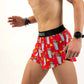 Left side view of the men's 2 inch burrito split running shorts.