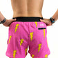 Back view of the men's 4 inch pink bolts running shorts from ChicknLegs.