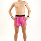 Full body view of the men's 4 inch pink bolts running shorts from ChicknLegs.