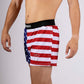 ChicknLegs men's USA 4" half split running shorts with a view of the ChicknLegs logo.