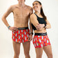 Group photo of the men's and women's burrito running shorts and compression shorts.