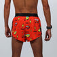 Closeup rear view of the men's 2 inch cars split running shorts.