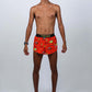 Full body shot of the men's 2 inch cars split running shorts.