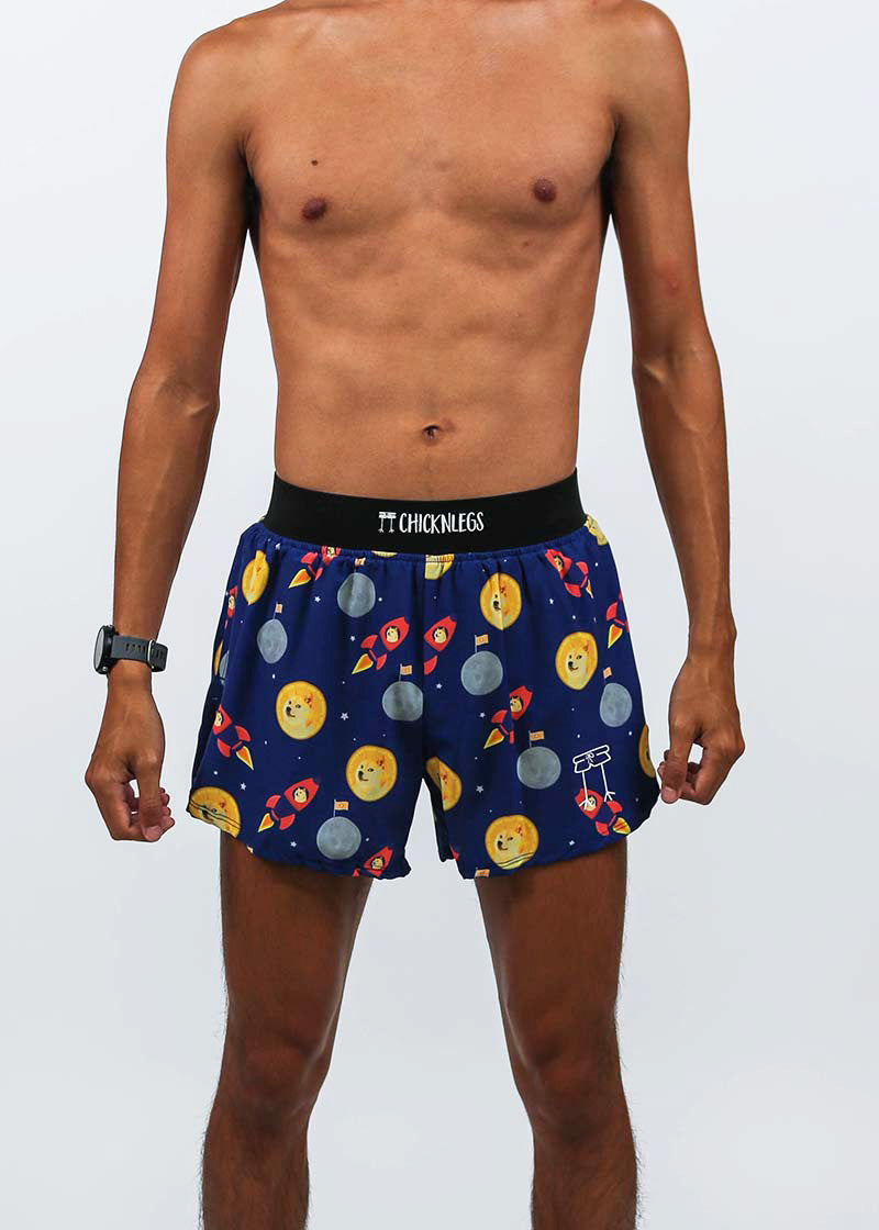 closeup front view of the men's 4 inch crpyto half split shorts.
