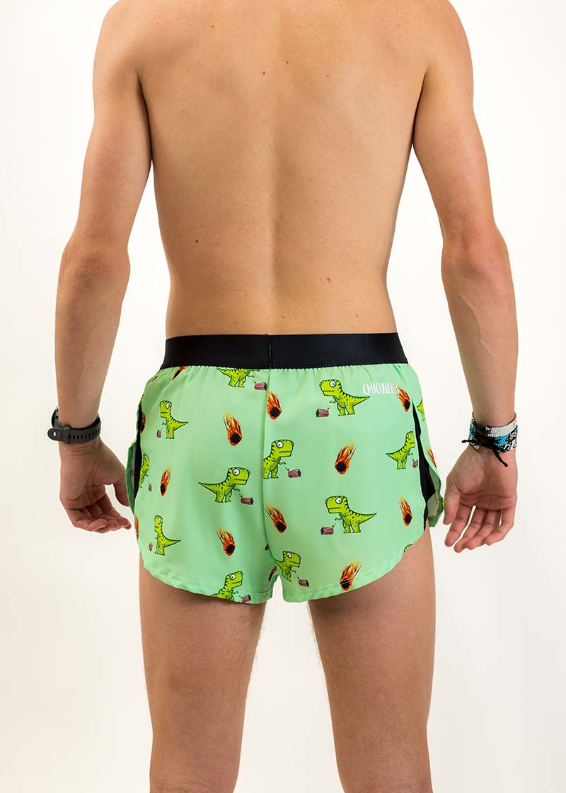 Back view of the men's 2 inch dino running shorts from ChicknLegs.