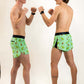 Runners holding fists up ready to fight while wearing dino-sore split running shorts from ChicknLegs.