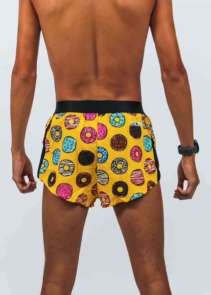 Back view of the men's salty donuts 2" split running shorts from ChicknLegs.