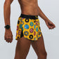 Side view of the men's salty donuts 2" split running shorts from ChicknLegs.
