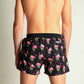 ChicknLegs men's flamingo 4" half split running shorts rear view with zipper pocket.