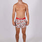 ChicknLegs men's 2" pasta night split running shorts front full body view.
