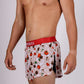 ChicknLegs men's 2" pasta night split running shorts front side view of the ChicknLegs logo.