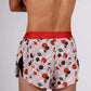 ChicknLegs men's 2" pasta night split running shorts rear closeup view.