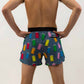 Back view of the men's porta potty 4 inch half split running shorts.