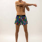 Runner stretching while wearing the men's 4 inch porta potty running shorts from ChicknLegs.