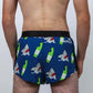 Closeup back view of the men's 2 inch shark running shorts.