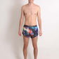ChicknLegs men's SpaceCats 2" split running shorts full body view.