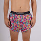 Front closeup view of the ChicknLegs men's tie-dye 2 inch split running shorts.