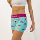 Side logo view of the women's PB&J compression running shorts from ChicknLegs.