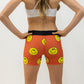 Back view of the women's smiley face 3 inch compression running shorts from ChicknLegs.