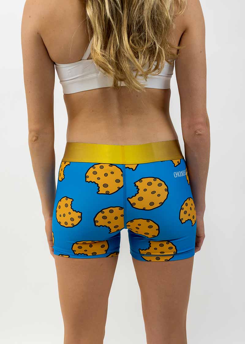 Back view of the women's cookies compression running shorts from ChicknLegs.