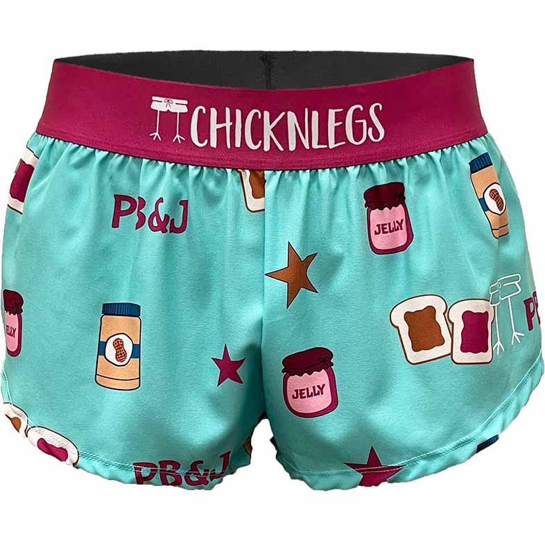 Ghost image of the women's PB&J printed running shorts from ChicknLegs.