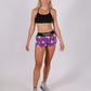 ChicknLegs women's choccy cows chocolate milk 1.5" split running shorts front full body relaxed view.