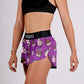 ChicknLegs women's choccy cows chocolate milk 1.5" split running shorts front view of the logo.