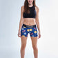 Full body photo of the ChicknLegs women's crypto 3 inch compression running shorts.