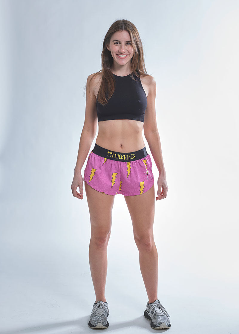 Women's Hot Pink Bolts 1.5 Split Shorts – ChicknLegs