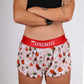 ChicknLegs women's 1.5" pasta night split running shorts front closeup view.